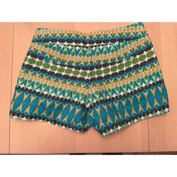 J. Crew Women's Tribe Geometric Retro Cotton Linen Shorts Size 2 - Picture 2 of 5